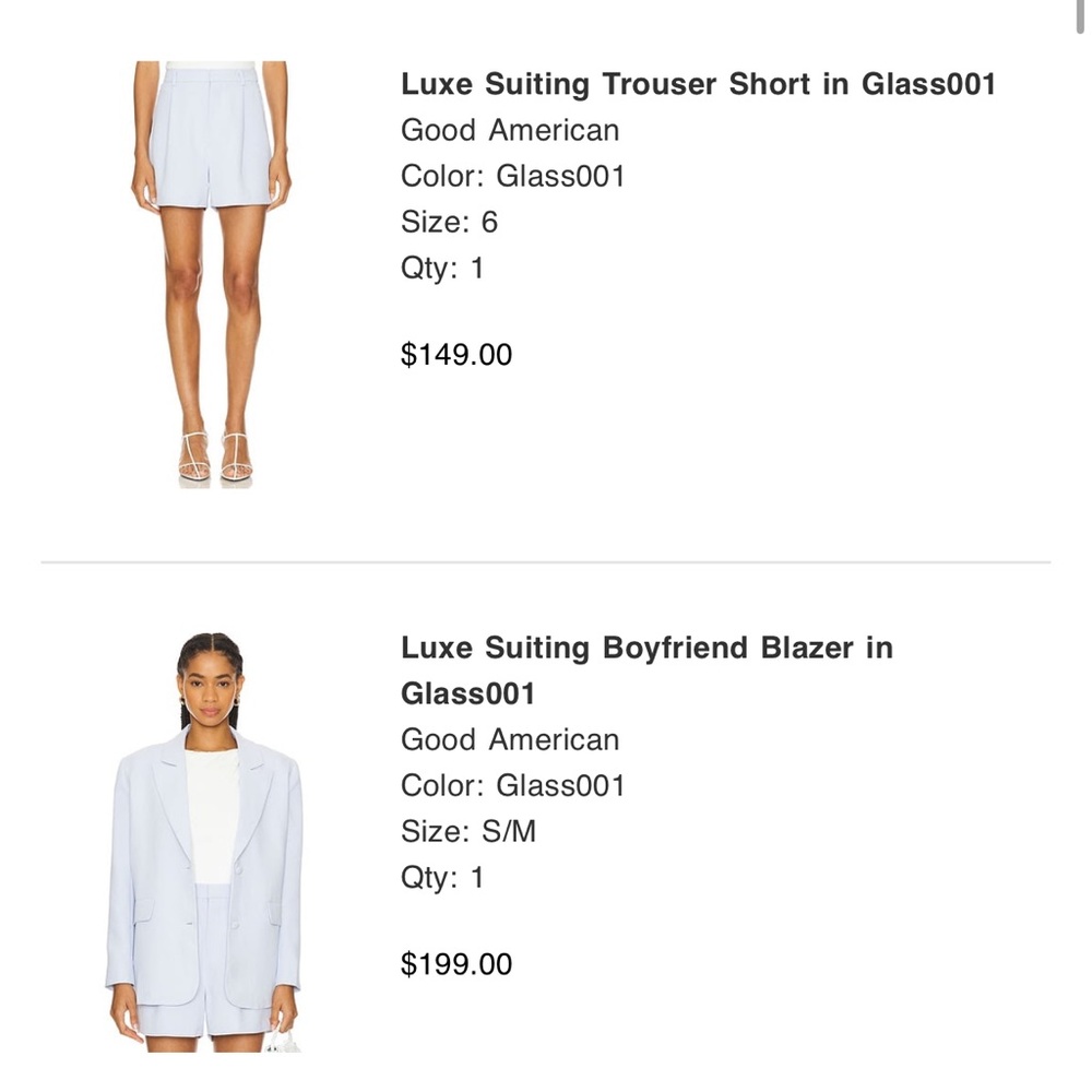 Good American Soft Blue Luxe Suiting Blazer & Shorts SET!
